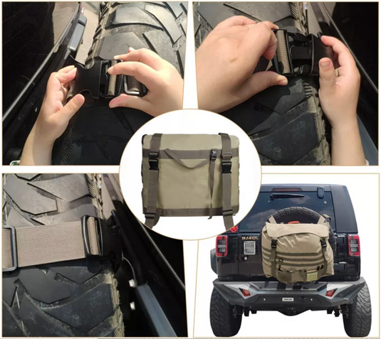 Detail showing installation steps and detail of tan bag