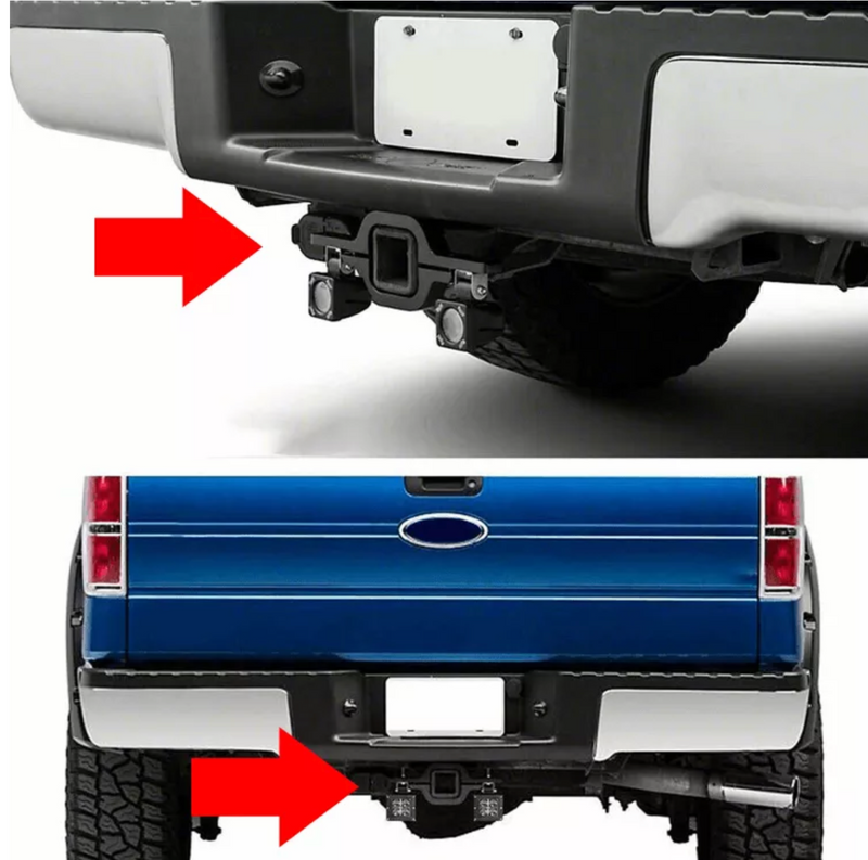 Load image into Gallery viewer, images showing bracket installed with lights on truck rear
