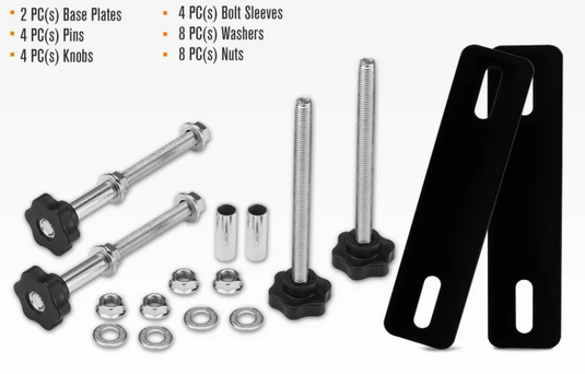 Brackets and mounting hardware with mounting pins