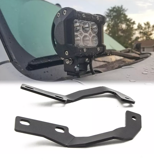 Ditch light installed on bracket. Detail of brackets