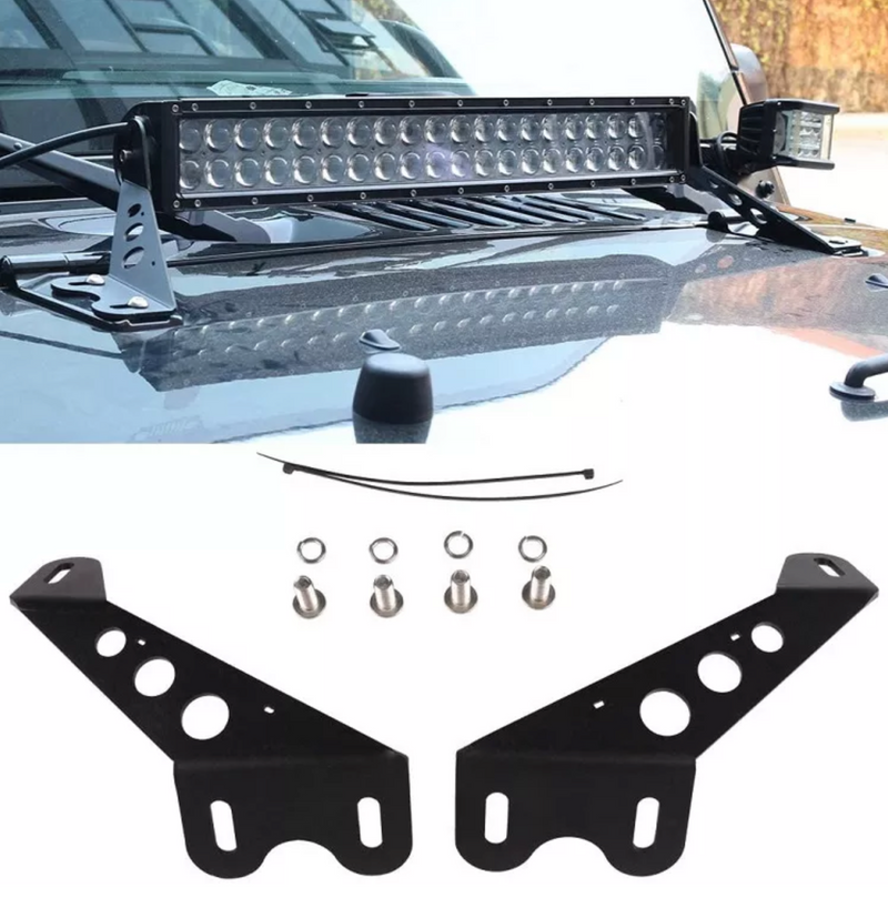 Load image into Gallery viewer, Light bar installed on jeep with brackets and hardware in foreground
