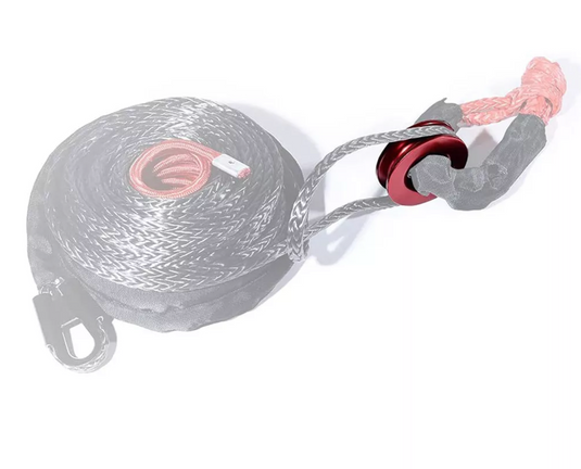 red snatch ring with ghost image of soft shackle and rope