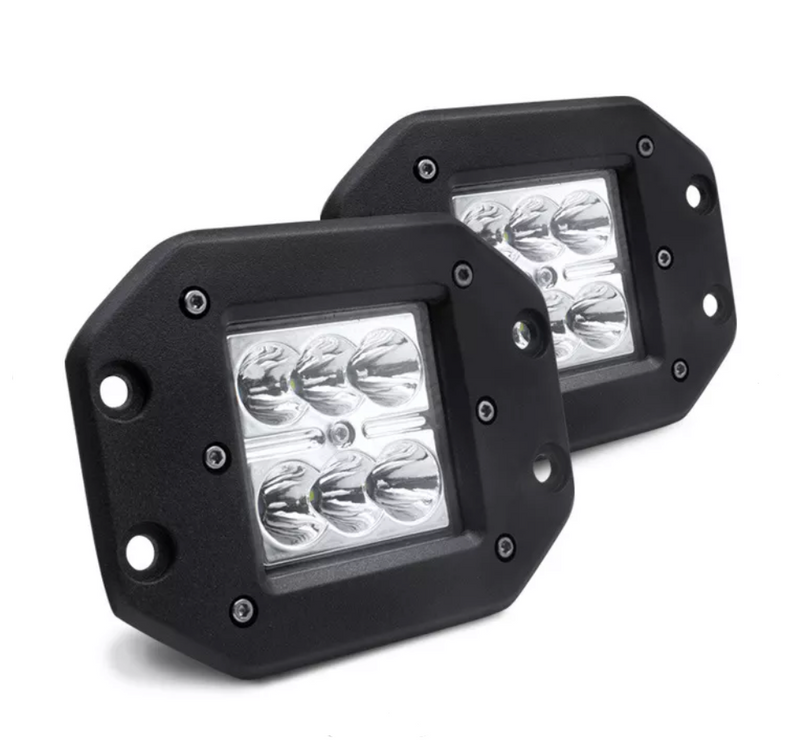 Load image into Gallery viewer, Two flush mount units with black surround and clear lens with six LED units
